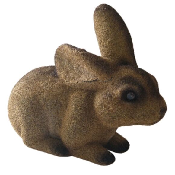 Vtg Flocked Rabbit Bank Bunny Easter REALISTIC Figural 80s Brown Fuzzy Stopper. - Picture 2 of 16